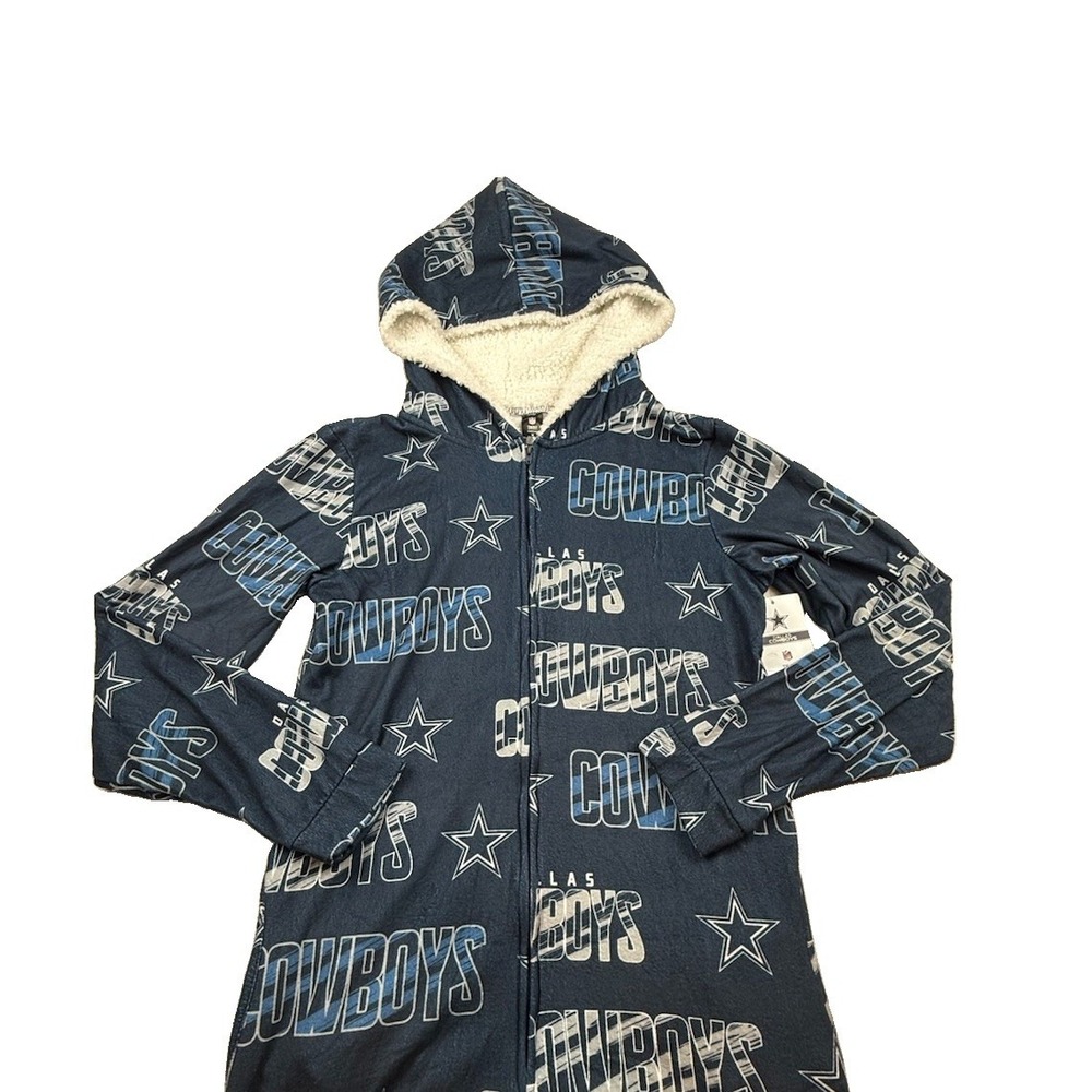 NFL Team Apparel Dallas Cowboys NFL Hooded One-Piece Pajamas M Blue/White